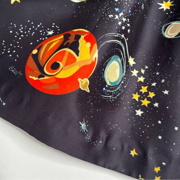 LIMITED EDITION Valentino Spa Cosmo Astrology Planet Star Space Navy ALine Dress - Picture 14 of 17